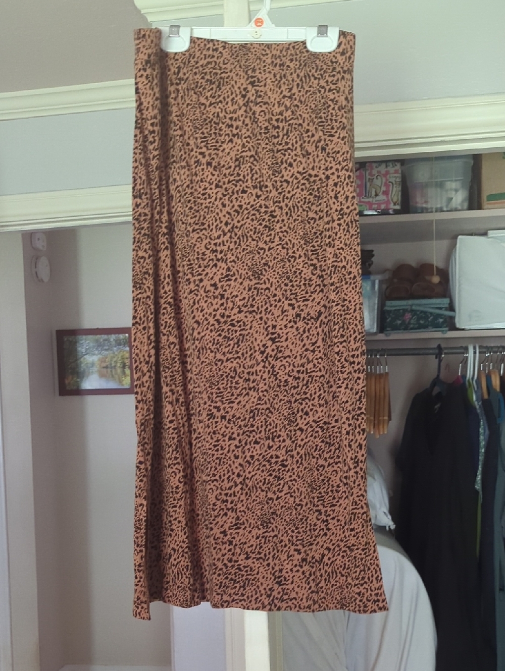 Amazon Essentials Leopard-Print Maxi Skirt in Rust Brown